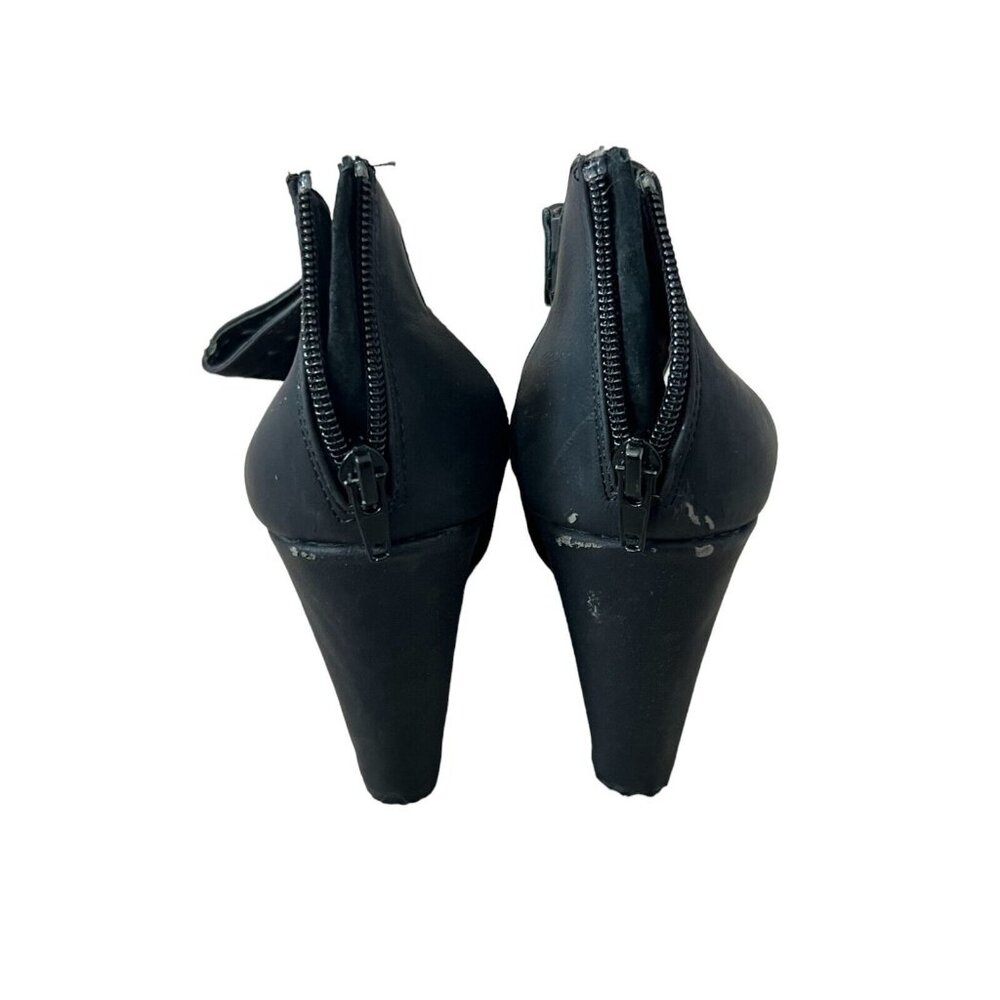 Chinese Laundry Platform Sandals 7.5 Black Wedge Peep Toes Zipper Closure - Picture 5 of 10